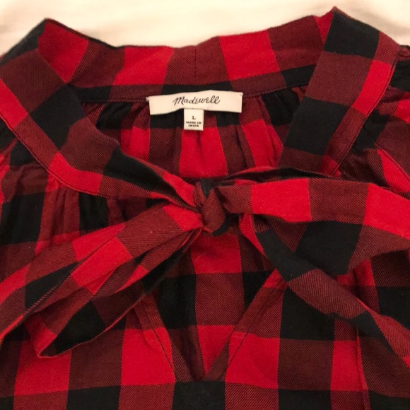 Madewell flannel top with tie EUC - Picture 5 of 5
